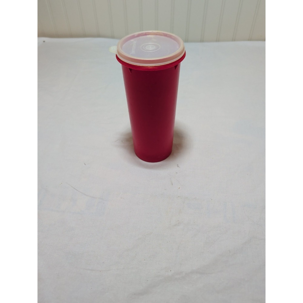 Vintage Tupperware 321 Red Handolier Container 32 oz Clear Lid Pour Spout USA